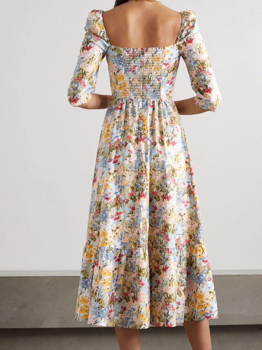 Reformation Cyprus Midi Dress in Countryside Floral Square-Neck Summer Wedding 6 - Picture 5 of 16